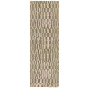 Sloan Modern Duo-Tone Geometric Diamond Hand-Woven Soft-Touch Durable Textured Wool & Cotton Blend Flatweave Taupe/Cream Runner-Asiatic Carpets-Rug Love - The Most Loved Rug Store